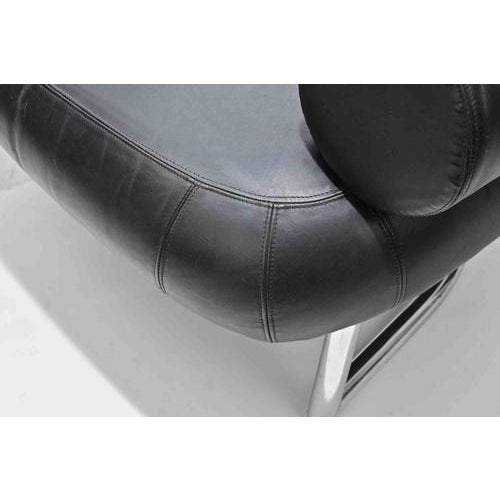 Bibendum Black Leather Chair by Eileen Gray, 1980s For Sale - Image 3 of 9