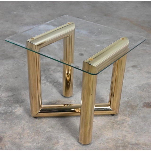 1970s Modern Brass Plated “Z” End or Side Table Base—Karl Springer Style For Sale In Seattle - Image 6 of 12