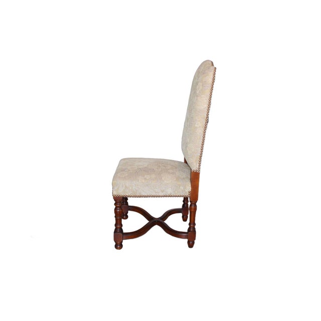 Vintage Provence Collection From Bussandri Arte Louis XIV Style Fabric & Leather Dining Chairs, Set of 10, C. 2003 For Sale - Image 10 of 18