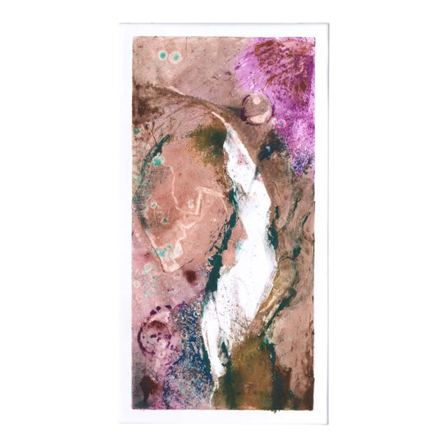 David Stephens Tan and Magenta Abstract Textured Monotype Circa 1990s For Sale