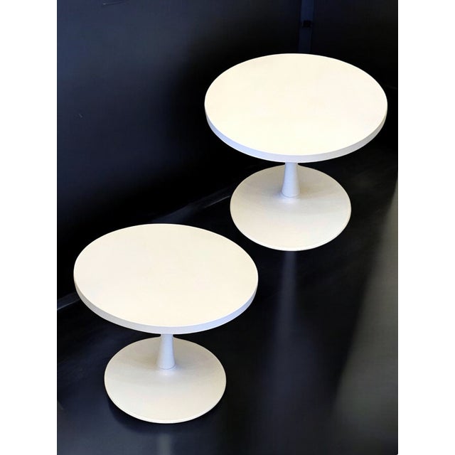 Mid-Century Modern 1970s Pair Space Age Broyhill Premier Chapter One White Side Table Saarinen Loewy For Sale - Image 3 of 6