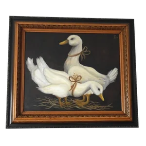 Gees Oil Painting by Harper in Antique Frame