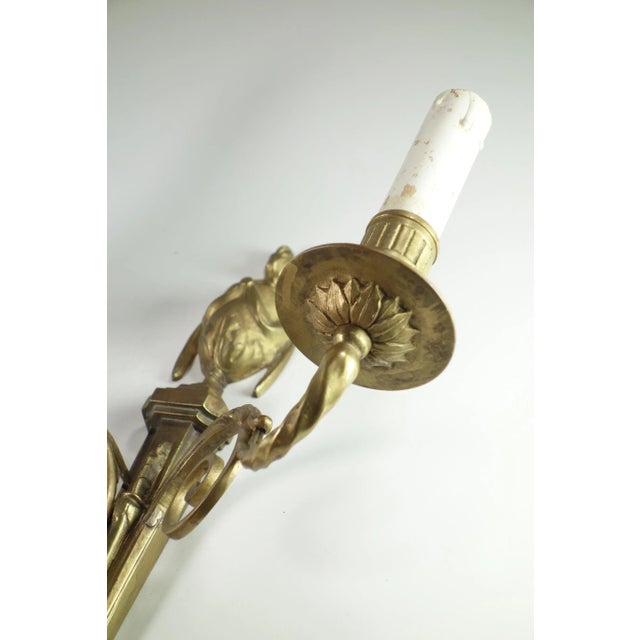 Wood Antique French Bronze Wall Lamp by Marcel Guillemard For Sale - Image 7 of 12