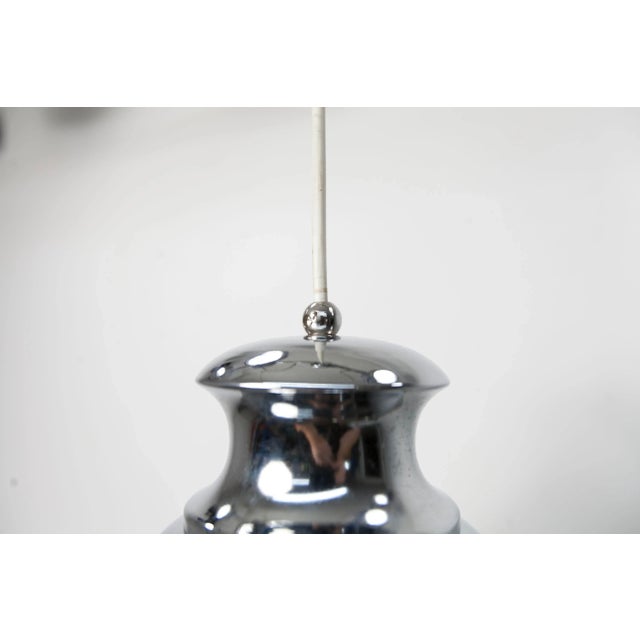 Floral Pendant Lamp in Chromed Metal and Grayed Glass, 1970 For Sale - Image 4 of 14