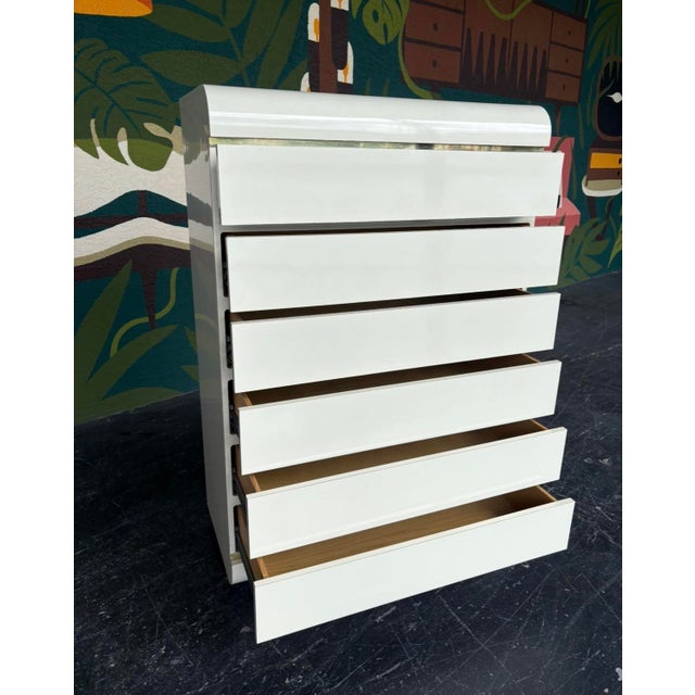 Postmod Cream & Gold Tallboy For Sale - Image 4 of 11