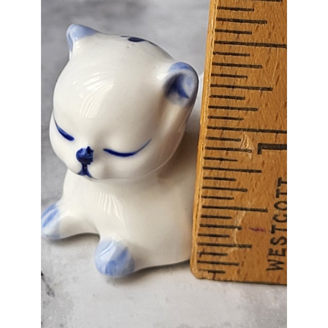 Set of 2, 1980s Ceramic Blue and White Cat For Sale - Image 10 of 13