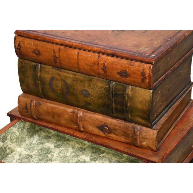 Stacked "Old Book Style" Side Table With Hinged Top for Storage & Single Drawer For Sale - Image 4 of 7