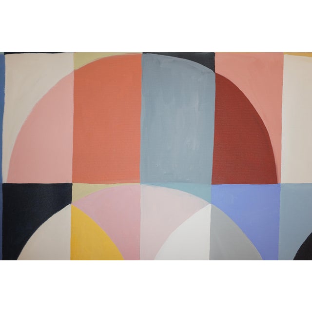 Textile 2026, Bauhaus Patterns in Harlequin Tones, Coral Ripples, Acrylic Paint on Cotton Canvas by Natalia Roman For Sale - Image 7 of 8