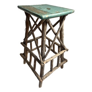 Vintage Adirondack Twig Side Table For Sale