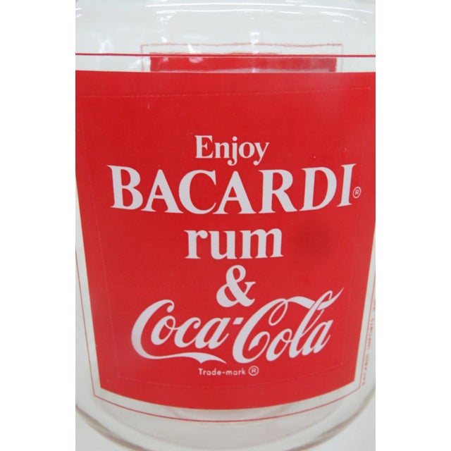 Transparent Advertising Glass Pitcher for Bacardi Rum and Coca Cola 1970s Promotion 4865b For Sale - Image 8 of 14