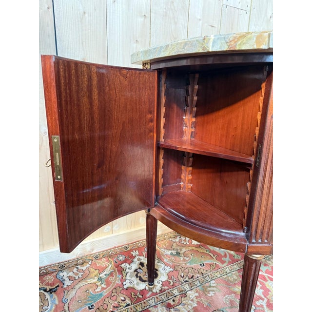 Wood Louis XVI Half-Moon Commode in Mahogany and Marble, 1960s For Sale - Image 7 of 11