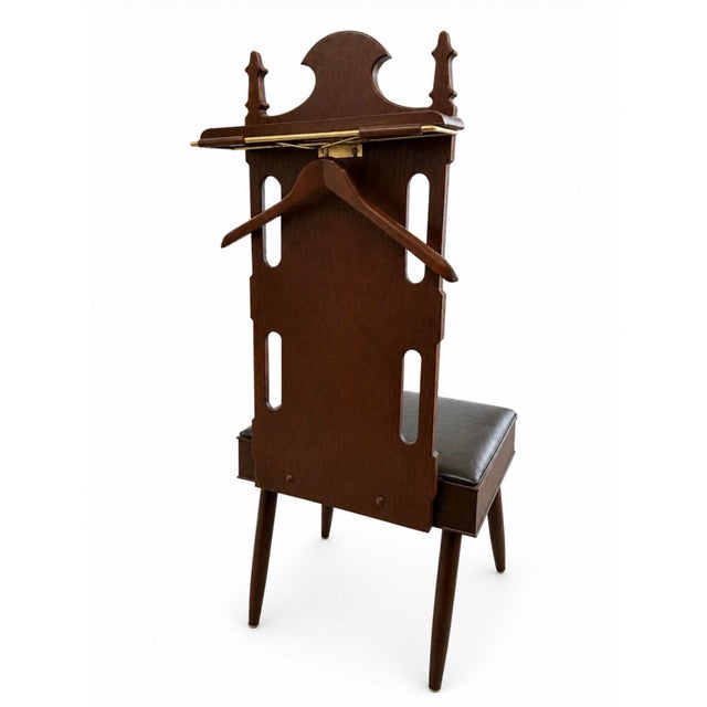 Gothic Vintage Pearl-Wick Spanish Revival Gentleman’s Valet Chair With Hidden Storage & Clothes Hanger For Sale - Image 3 of 12