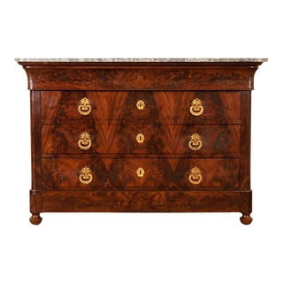French 19th Century Burl Mahogany Louis Philippe Commode For Sale