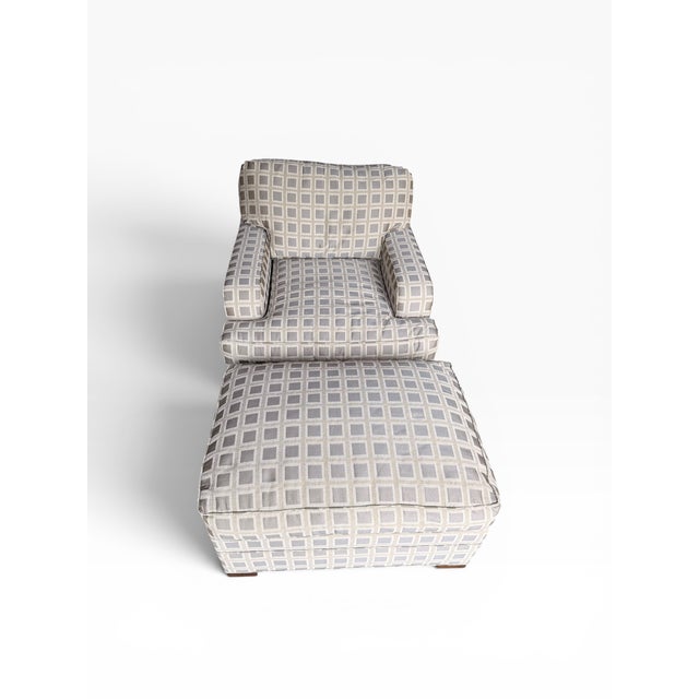 Contemporary Custom Lounge Chairs & Rolling Ottomans From the Estate of Larry Lucchino – Set of 4 For Sale - Image 3 of 17