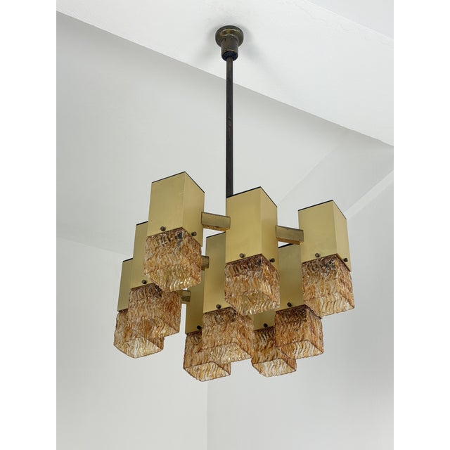Metal Nine-Light Chandelier in the style of Gaetano Sciolari for Stilnovo, 1970 For Sale - Image 7 of 10