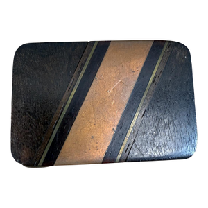 Mid-Century Modern Vintage Belt Buckle Exotic Wood Brass Copper Cowboy Western