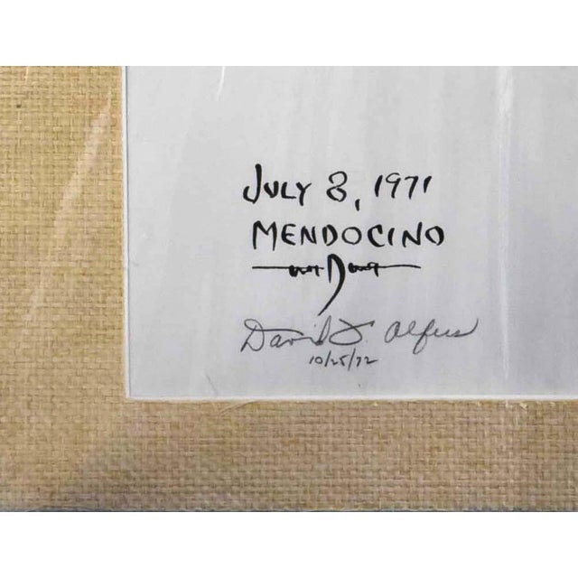 This captivating original ink drawing, measuring 16" x 21", is a striking piece of abstract art dated July 3, 1971, and...