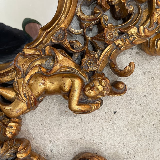 1940s Pair of French Carved Gilt Composite Mirrors French For Sale - Image 4 of 11