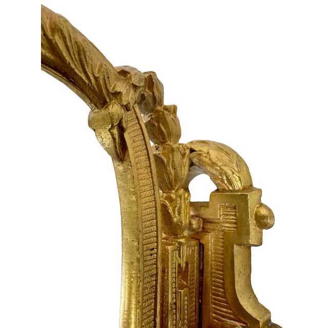 Vintage Brass Towel Bar or Curtain Rod With Ornate Cast Finials & Greek Key Mounting Brackets For Sale - Image 10 of 14