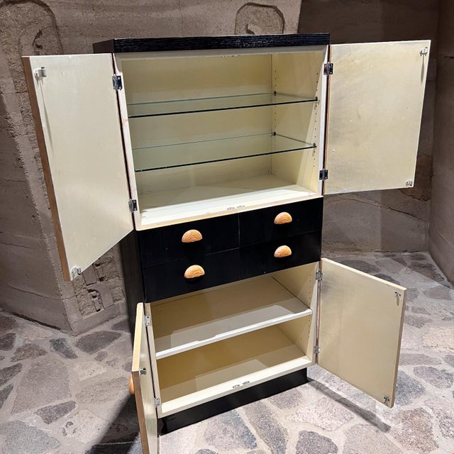 Black 1930s Fabulous Art Deco Ebonized Tall Cabinet Dry Bar in Oak For Sale - Image 8 of 9