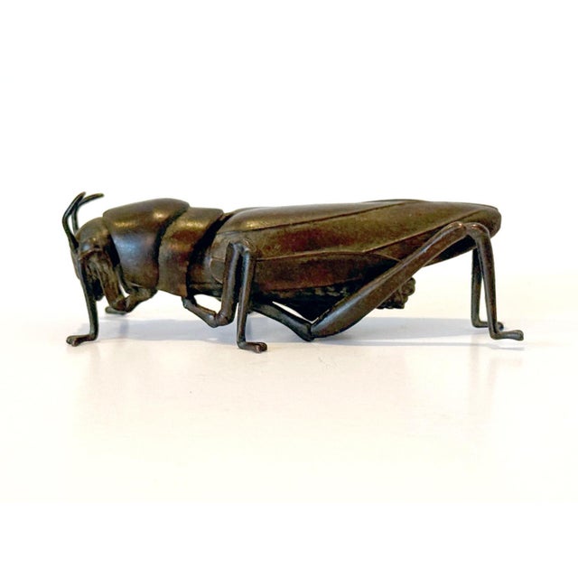 Japanese Articulate Bronze Grasshopper Jizai Okimono Myochin Linage Signed For Sale - Image 14 of 16