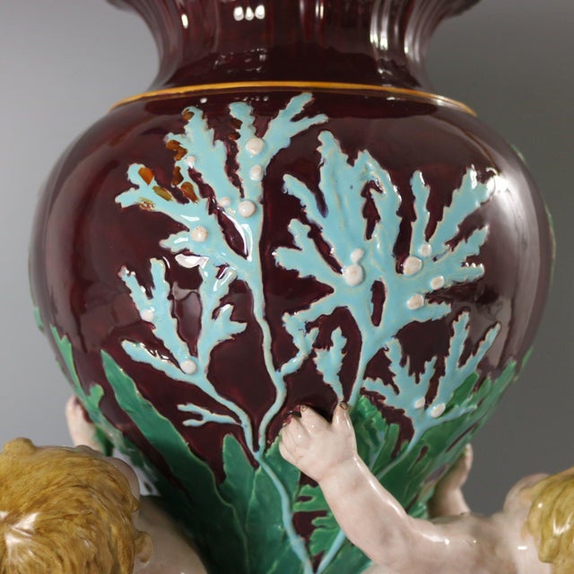 Minton Majolica Marine Vase With Merboys For Sale - Image 12 of 12