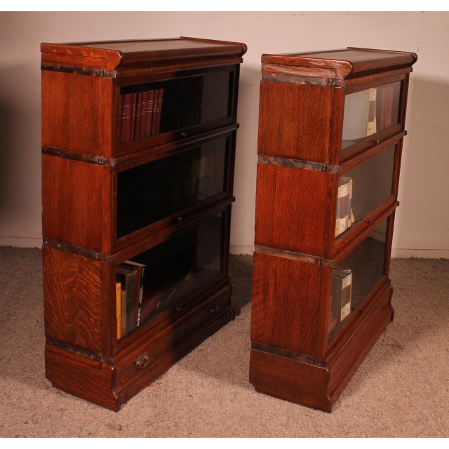 Oak Bookcases from Globe Wernicke, London, 1900s, Set of 2 For Sale - Image 11 of 13