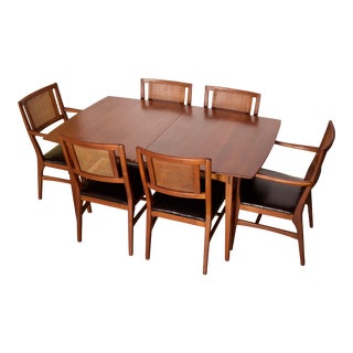 1960s Vintage Walnut Dining Set- 7 Pieces For Sale
