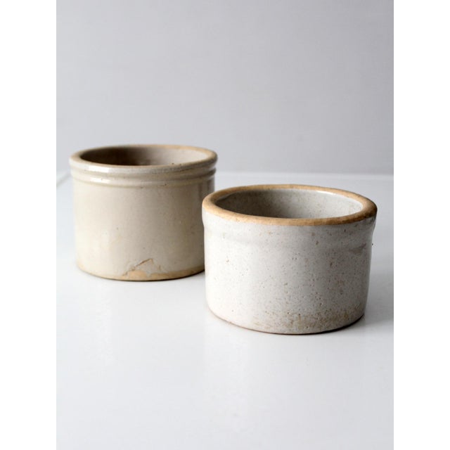 Ceramic Antique Stoneware Kitchen Crocks Pair For Sale - Image 7 of 12
