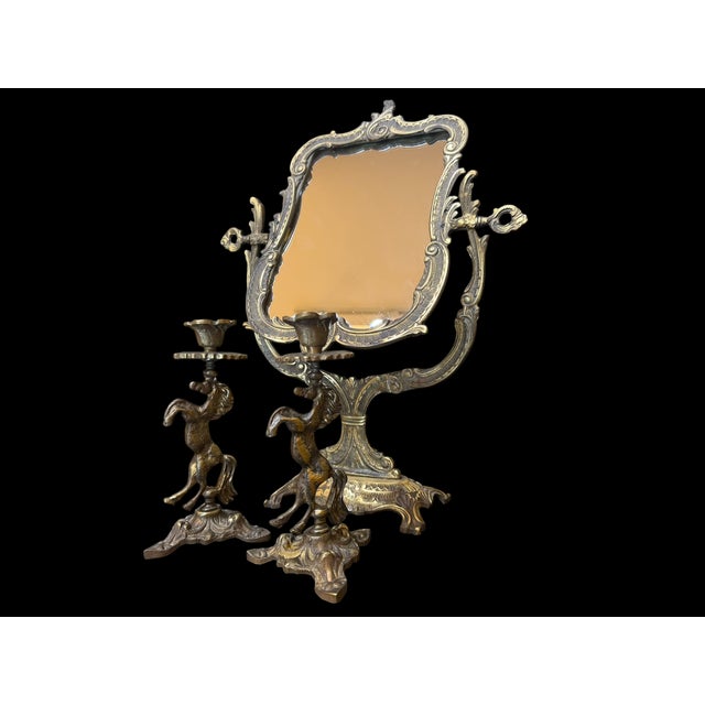 2020s Handmade Brass Horse Mirror Set For Sale - Image 5 of 18