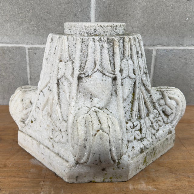 Hand-Carved White Marble Capital in Relief, 20th Century For Sale - Image 12 of 12
