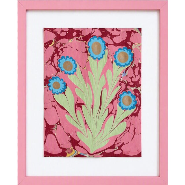 Ebru Flower Original Painting Pink For Sale