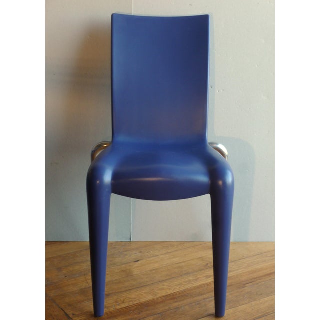 Set of 4 chairs, Louis XX model, designed by Philippe Starck, produced by Vitra in 1999, cobalt blue tinted polypropylene...