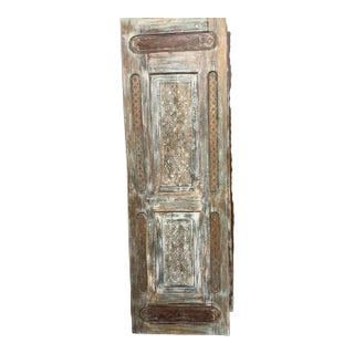 Vintage Hand-Carved Wooden Door | Rustic Farmhouse Hinged or Barn Door 96x30 For Sale