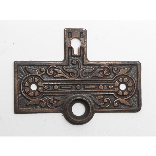 Unique rectangle shaped Victorian detail back plates with keyholes. The original mounting screws are not available. Good...
