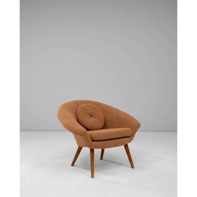 Brown 20th Century French Orange Upholstered Armchair with Pillow For Sale - Image 8 of 18