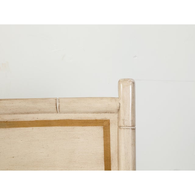 Pair of Midcentury Faux Bamboo Side Chairs with Saber Legs and New Upholstery For Sale - Image 11 of 11