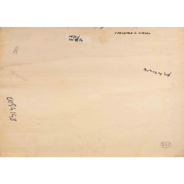 Alessio Paternesi, Penetrate the Sky, Oil on Panel, 1980s For Sale - Image 4 of 5