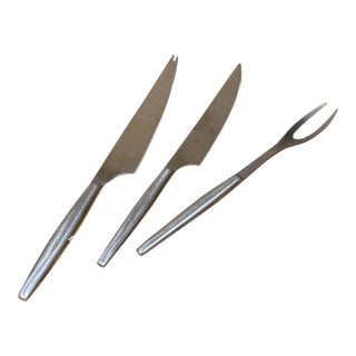 Kalmar Post-Modern Designs Stainless Steel Cutlery Carving Set 3 Pieces Italy For Sale