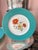 Aqua 1940s Rare Set of Hand-Painted Minton Floral Dinner Plates With Aqua Band and Gilt Rim // Signed by Artist J Colclough // Set of 9 For Sale - Image 8 of 12