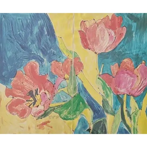 Mid-Century Modern Mid Century American Artist Sally Brody Framed Monotype Painting, Water-Based Inks on Paper, Framed, Signed For Sale - Image 3 of 9