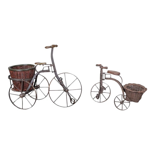 Vintage Iron Tricycle Sculptures - a Pair For Sale