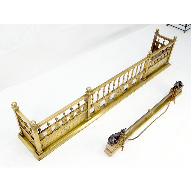 Large Antique Ornate Solid Brass Fireplace Fender Towel Rack c1900s Stunning For Sale - Image 13 of 15