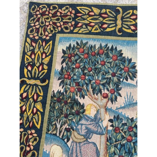 French Screen-Printed Silk Tapestry with Enchanted Park in the style of Aubusson, 1950s For Sale - Image 15 of 18