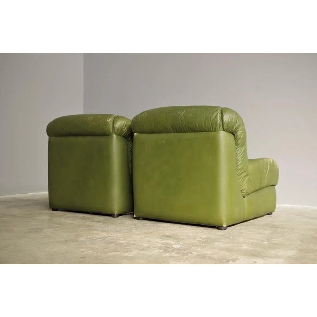 Green Eco-Leather Armchairs, 1970s, Set of 2 For Sale - Image 9 of 10