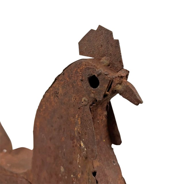 Brown Folk Art Hand-Made Iron Rooster For Sale - Image 8 of 13
