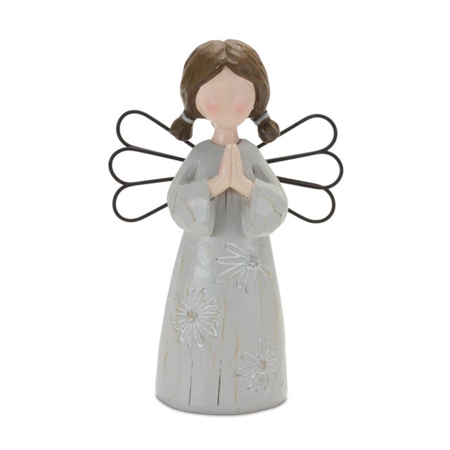 2020s Floral Etched Angel Figurine (Set of 3) For Sale - Image 5 of 6