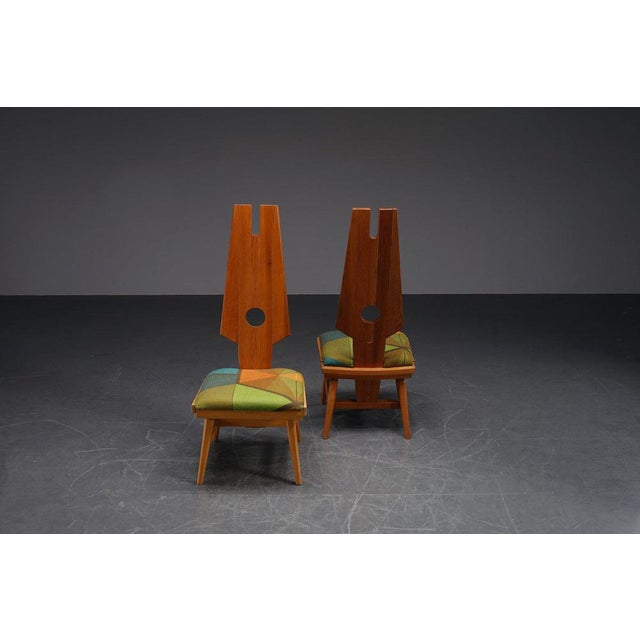 Wood Set of Brutalist Low Chairs, 1960s For Sale - Image 7 of 18