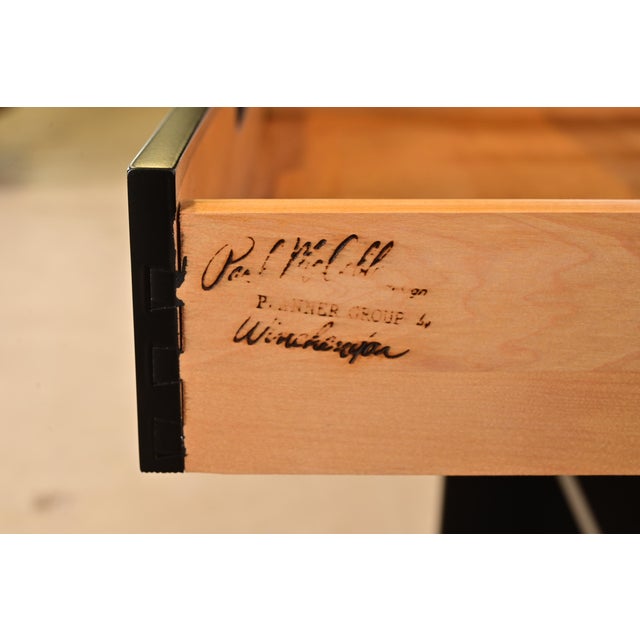 Black Paul McCobb Planner Group Mid-Century Modern Black Lacquered Sideboard Credenza, Newly Refinished For Sale - Image 8 of 14