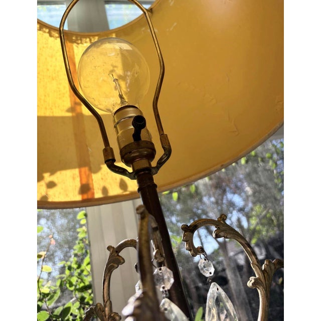 Vintage Hollywood Regency Cherub Lamp With Crystal Prisms, 41” For Sale In San Diego - Image 6 of 10